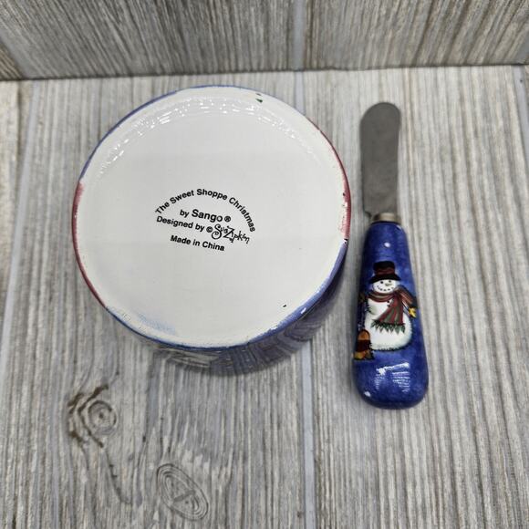 Sango The Sweet Shoppe Christmas Dip Bowl & Spreader Set 3041 Sue Zipkin - Picture 4 of 8